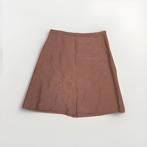 Max Studio Brown Linen Silk Mini Skirt Size 2 Retro Schoolgirl Academia Neutral